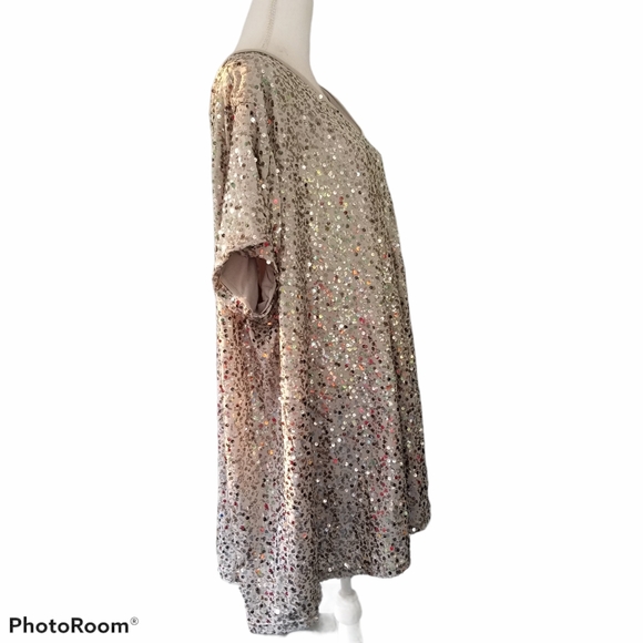 Roaman's Size 32W Silver Sequin Blouse - Picture 2 of 4